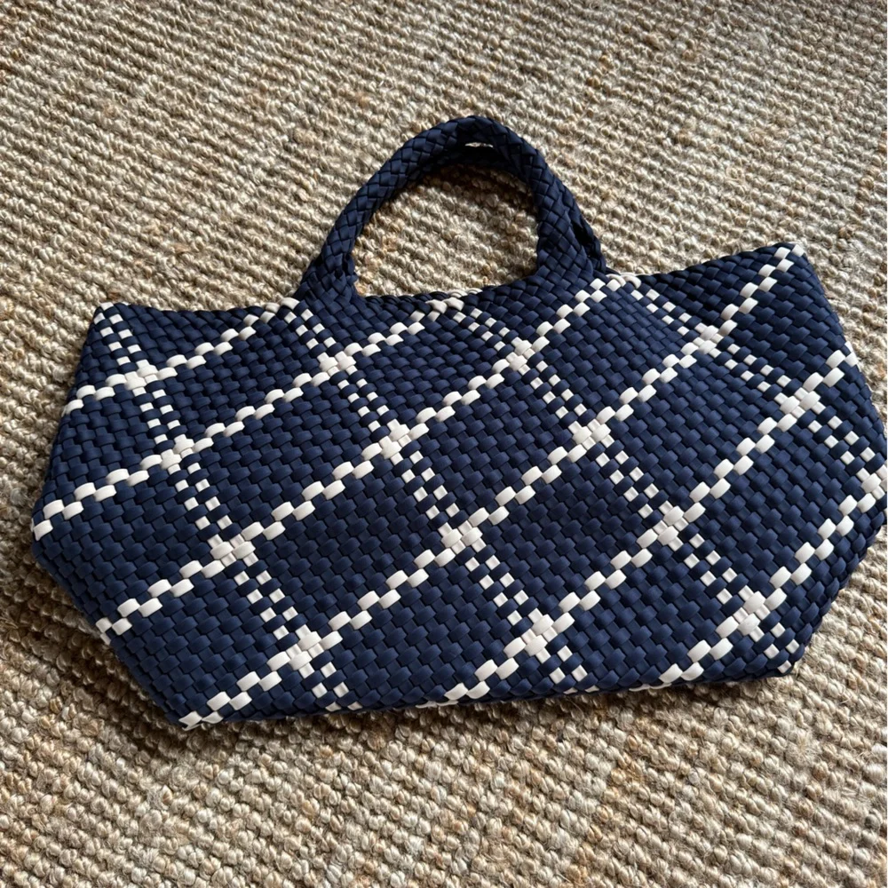 Naghedi Navy and Cream Woven Tote - Picture 6 of 12